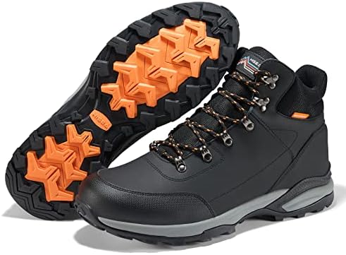 Машки чизми за пешачење за мажите водоотпорни, средни лесни кожни чизми за мажи, патики за дишење на глуждот за печење на отворено за пешачење
