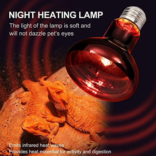 Protover Infrared reptile Tepal Lamp Burk, 75 вати за светло за светло, црвена топлина сијалица за влекачи и амфибиски пилиња, употреба на греење на кучиња, 2 пакети