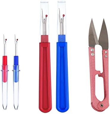 Комплет за отстранување на шипката на Apuxon и конец, 2 големи и 2 мали корисни алатки за шиење на шиење на бод и 1 алатка за ножици за
