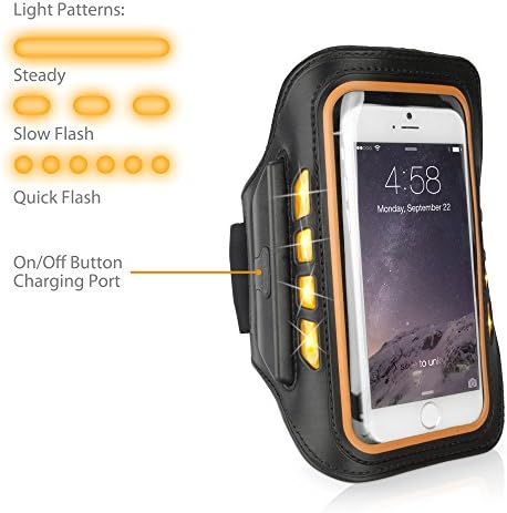 Case Boxwave Case for Motorola Droid Mini - Jogbrite Sports Armband, Shight Sigulity Security Light LED Runners Armband - Задебелен портокал