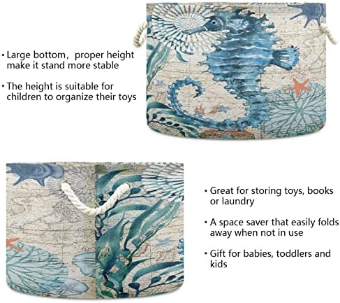 Гроздобер морски коњски памук корпа за јаже со голем капацитет играчки за складирање на куќишта за подароци облеки алишта зачудувачки