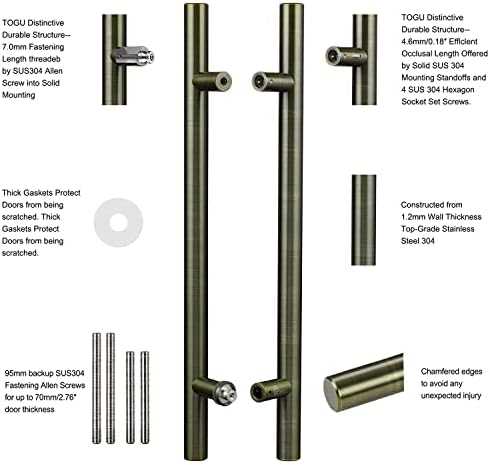 Togu TG-6012 36 инчи цврсти застои со тешка комерцијална оценка-304 не'рѓосувачки челик влечење на вратата на вратата/рачката на вратата