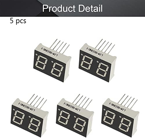 Othmro 5pcs Заедничка катода LED дисплеј дигитална цевка 2 бит 7 сегмент црна 10pin со добар униформа излез на светлина