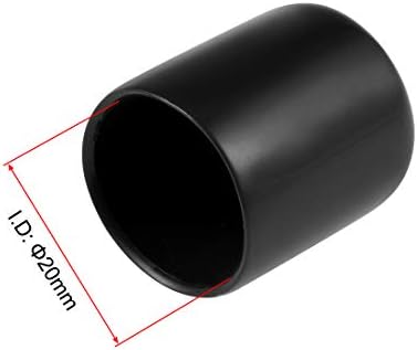 uxcell 20pcs гумени капаци на крајно завршување од 20мм винил тркалезна цевка капаче капаче за капаци на навој црна црна боја