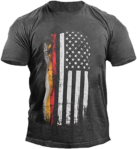Зефотим на 4 -ти јули кошули за мажи краток ракав o врат Американски тренингот на тренингот на американското знаме Обични летни модни