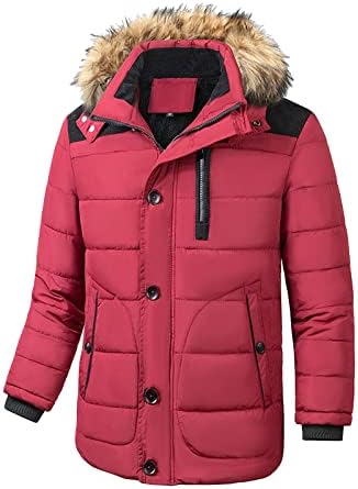 Машки обичен палто цврст патент џеб со долг ракав, крзнено јака капи, одвојување топол јакна палто зимски палто мажи