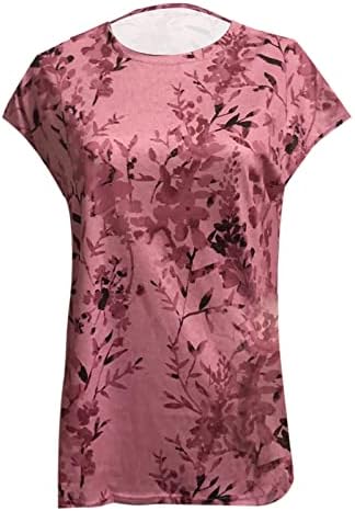 Маичка со капаче за капаци на капаче за лебаво лабава резервоар 2023 фустани каузална тунична кошула О-врата трендовски блуза цветни маички