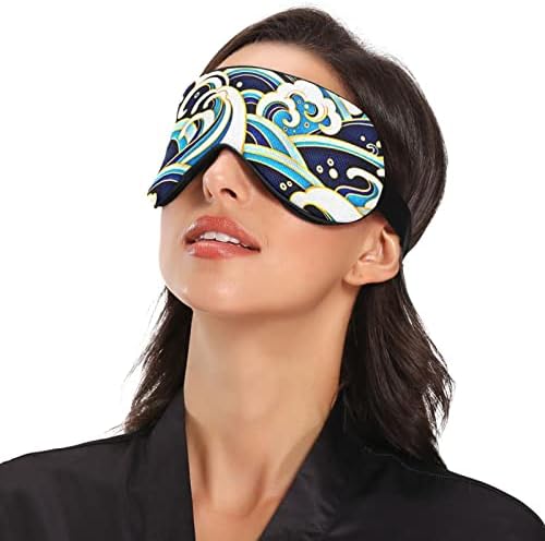 Унисекс спиење маска за очи јапонски-бранови-бранови-ноќ ноќна маска за спиење удобно покритие на сенка за спиење на очите