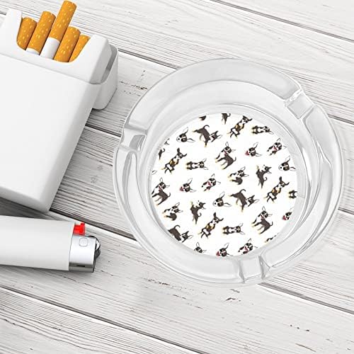 Чахуахуа кучиња шема шема стакло пепелници за цигари и цигари, држач за табела за табела за декорација на маса