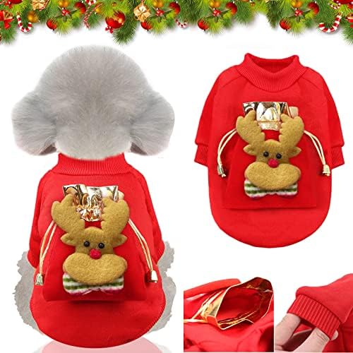 Закачалки за облека за миленичиња за мали кучиња миленичиња Божиќни елени печатени кинери пулвер џемпер симпатична есенски зимски