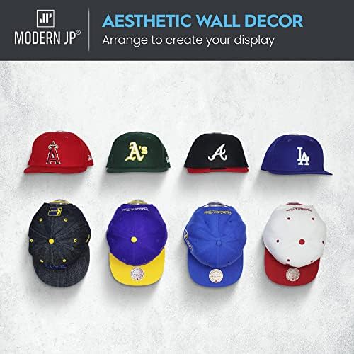 Модерни jp лепила капачиња за wallидови - решетки за капа за бејзбол капа, минималистички приказ на капа, силни закачалки за држење за wallидови