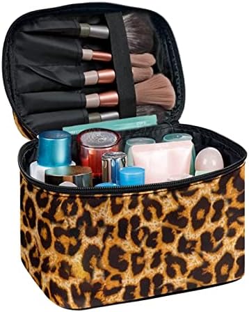 Козеат Кафеава Леопардска Чанта За Шминка Со Патент, Организатор За Складирање Патувања, Футрола За Воз За Козметички Кеси Со Голем