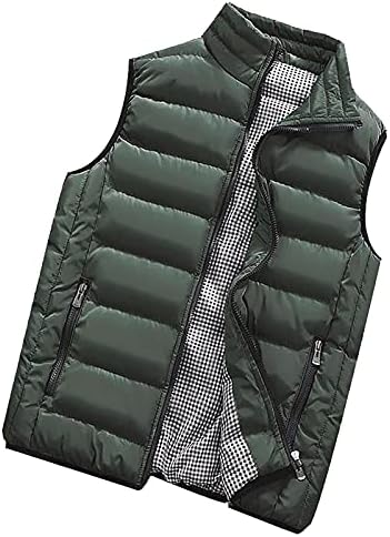 ADSSDQ Зимски пуфер елек за мажи, Soild Plus Plus Size Puffer јакна мажи Casual Sport Vest Водоотпорен елек со џеб