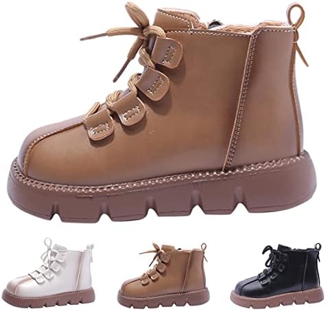 Модни зимски деца чизми за момчиња и девојчиња, бон, лизгање дебели стапала, рамни дното на страничните патенти, осветлуваат чевли за девојчиња