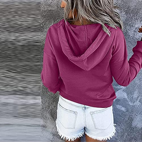 Долги ракави Хенли кошули за жени со цврста боја на спортот со цврста боја со џебна обична блуза пуловер врвови