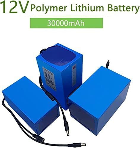 WOGQX полимер ли-јонска батерија 12V 30AH Полнење на литиум батерија со полнач одговара за алатки за осветлување на фотоапарати