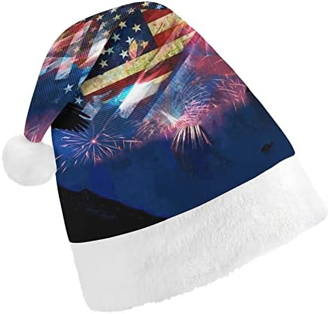 Ќелав Орел Со Американско Знаме Божиќна Капа Мека Кадифена Капа На Дедо Мраз Смешна Гравче За Божиќ Нова Година Празнична Забава