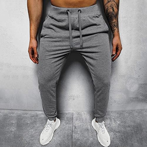 Менс удобни хип-хоп панталони за патеки за чипка со цврста боја панталони со џеб во затворен простор во џеб
