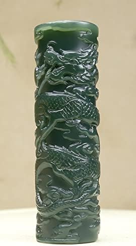 Кина Природен Хетиан Нефрит Зелен Жад Врежан Кралски Змеј Приврзок Амајлија