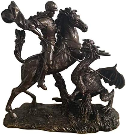Лиуши змеј воин статуа модел, грчка митологија скулптура Свети Georgeорџ убива змеј витез смола ретро декорација колекција занаети