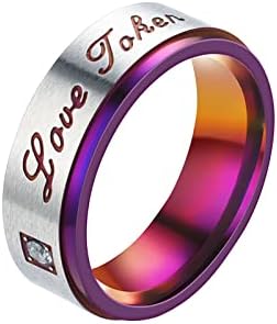 Западните прстени за жени боја виолетова и loveубов модна пурпурна двојка прстен американски дијамантски титаниум прстени прстени