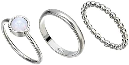 Стерлинг сребрен прстен за прстен за редење на прстенот 3 парчиња минималистички минималистички геометриски прстени прстени аниме