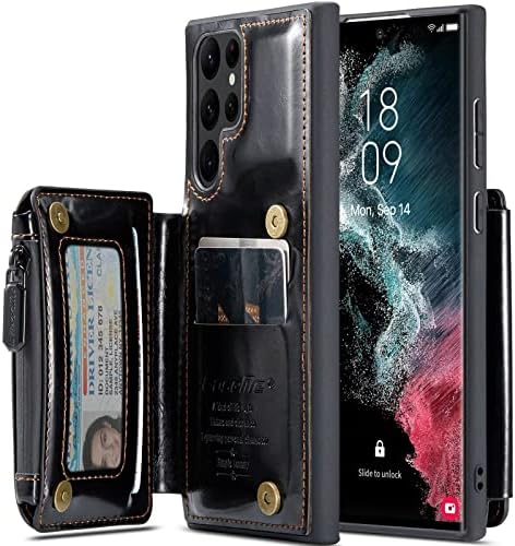Случај За Samsung Galaxy S22 Ultra 5G, Паричник случај [Рфид Блокирање] [3 Картичка Слотови] [1 Пари Џеб] Кредитна Картичка Имателот