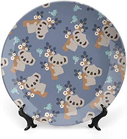 Цртани коала цветни коски Кина Декоративна плоча со стојат домашни плочи за десертни плочи за домаќинство Подарок 7инч