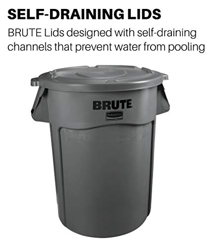Rubbermaide Commercial Products Brute тешки тркалезни ѓубре/ѓубре може да се капаче, сива, компатибилна со брутален сад од 44 галон, пакет