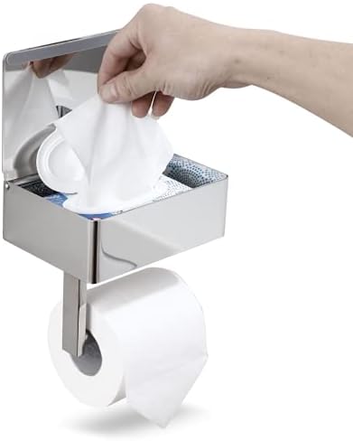 Ден Месечината Дизајн Држач на тоалетна хартија со полица - Диспензерот за марамчиња за осветлување и складирање одговара на секоја бања, чувајте