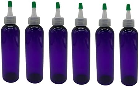 Природни фарми 4 мл виолетова козмо БПА бесплатни шишиња - 6 пакувања со празни контејнери за полнење - есенцијални масла - коса - ароматерапија