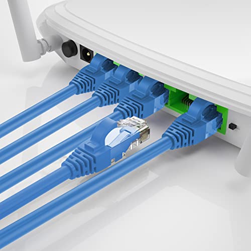 Adoreen CAT 6 Ethernet Patch Cable 0,6 FT-10 Pack-Blue, Gigabit Интернет кабел со голема брзина CAT6 CAT 5E CAT 5 Краток RJ45 мрежен кабел за кабел+30
