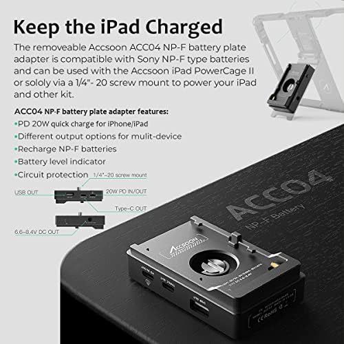 Acsoon AC04 Np-F Батерија Плоча Адаптер за iPhone/iPad PD 20w Брзо Полнење