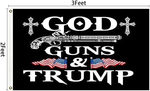 Бог Пиштоли &засилувач; Трамп Знаме 3 Пли 2х3 Стапки Живописна Боја Добра изработка со 2 Цврсти Громови