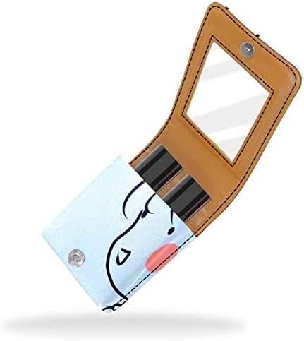 Кармин за шминка ОРИУКАН торба ЗА кармин со огледало пренослива торбичка за складирање кармин организатор за складирање на сјај за усни, Девојка Апстрактна Цртана