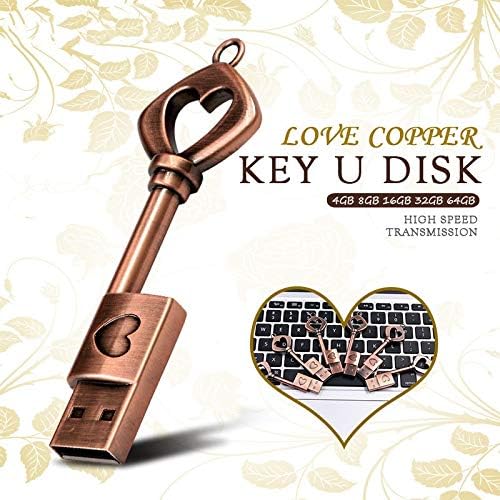 Луокангфан LLKKFF Компјутерски Податоци За Складирање 128GB USB 2.0 Бакар Љубов Клуч U Диск