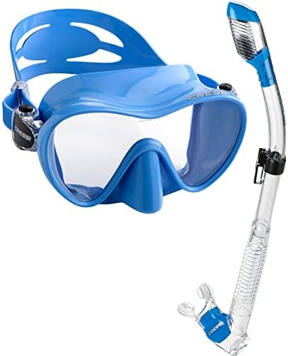 Колекција на италијански бутик Cressi - Темпречен стаклен леќа со фрагмен нуркачки нуркачки нуркачки маска - Splash Guard Shy Snorkel Setter