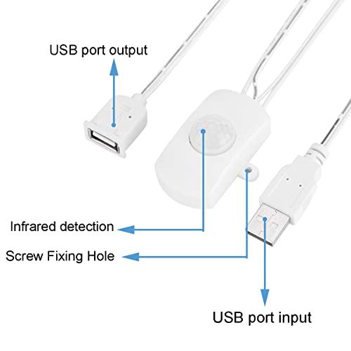 DKARDU DC 5-24V 5A MINI PIR Sentor Sensor Switch USB интерфејс детектор за автоматско откривање на прекинувачот Растојание околу