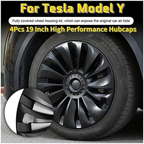 4PCS компатибилен за модел y 19 инчен сечило на тркалото ， компатибилни за Tesla Model y замена на капачето со целосна покривка