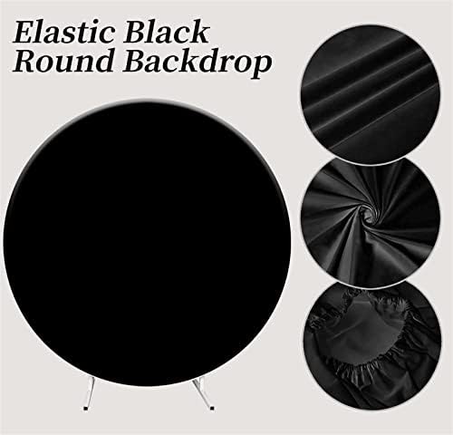 Chloroplastid Cound Cover Backdrop, чист црн круг позадина, 6,56ft беспрекорен раб еластичен, за видеа во живо на интервјуа портрети Фотографија