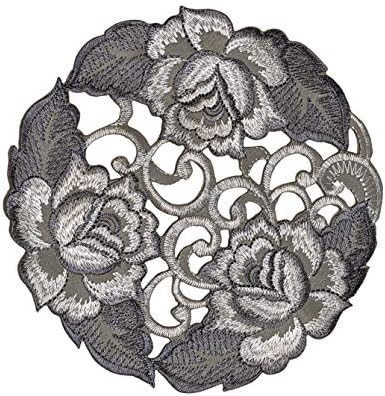 Дули бутик круг со сиви и сребрени рози на ткаенина со големина 7 инчи
