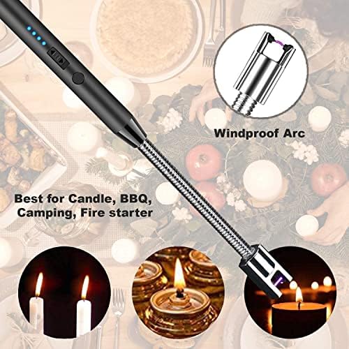 Полесна свеќа - Флексибилен плазма лак со долг врат USB полесен за полнење на ветерници за свеќи, скара, готвење, кампување, пешачење