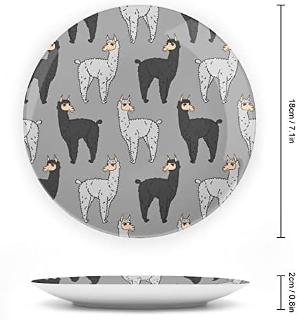 Смешна црна и сива лама декоративна чинија тркалезни керамички плочи со приказ за свадбени украси за домашни канцеларии