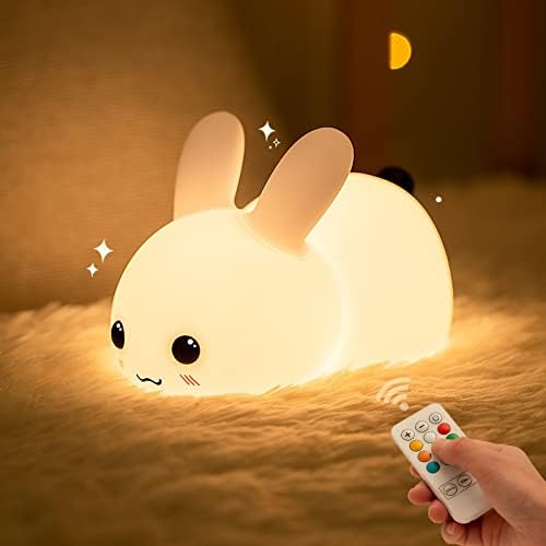 Myratts LED Cult Bunny Night Light, kawaii работи 8 бои кои се менуваат супер меки ситни силиконски силикони за полнење ноќно светло, подарок за