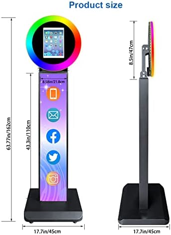 Diandian Преносни 10.2 Ipad Фото Кабина, Метал Школка Ipad Штанд Selfie Станица Со Рекламирање Светлосна Кутија, Прилагодливи RGB LED