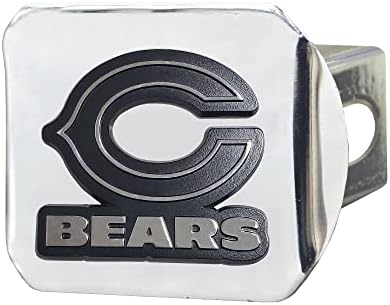 FanMats 28683 Chicago Bears Chrome Metal Hitch Cover со Chrome Metal 3D Amblem - C лого со WordMark
