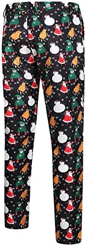 Вокачи 2 парчиња Божиќни костуми за мажи, Божиќ Дедо Мраз снежен човек печати единечен дојка панталони од панталони од панталони од панталони поставуваат машки јак