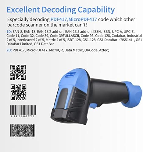 Скенер за баркодови Huiop Wired, рачен 1D/2D/QR баркод скенер USB Wired Bar Code Reader Manual/Auto Auto Trigger Scanning CMOS Сензор за слика