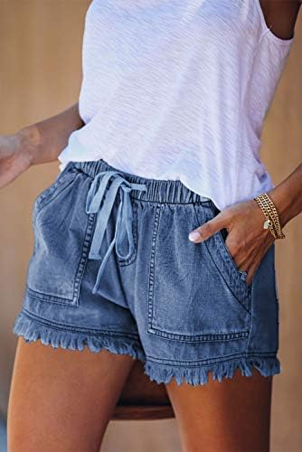 Hvepuo жени обични летни шорцеви еластични кратки панталони со високи половини со џебови
