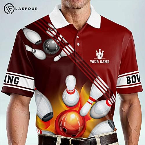 Обични кошули за куглање во Lasfour за мажи смешни, 3Д куглани кошули унисекс со име, кошули за куглање за мажи и жени